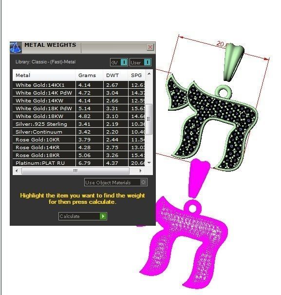 Hebrew Chai Pendant 3D print model_8