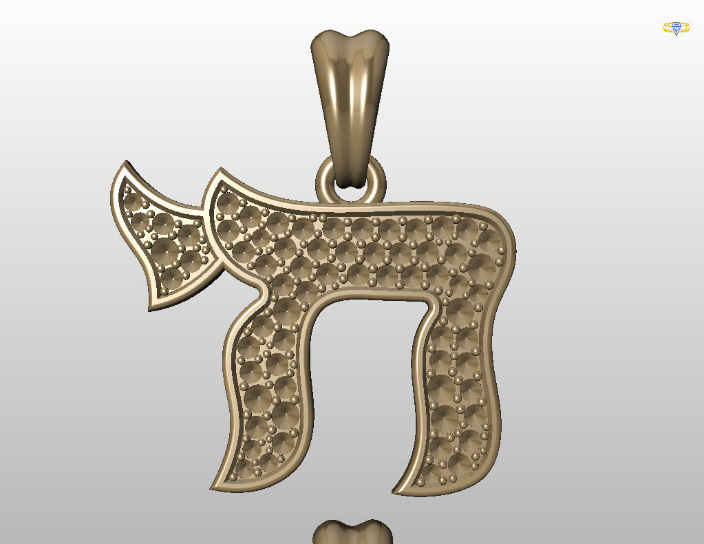 Hebrew Chai Pendant 3D print model_37