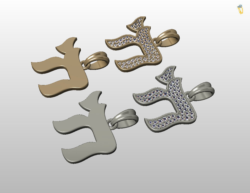Hebrew Chai Pendant 3D print model_15