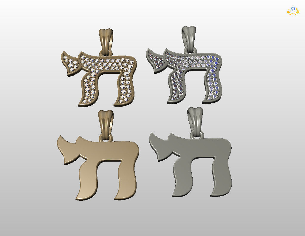 Hebrew Chai Pendant 3D print model_29