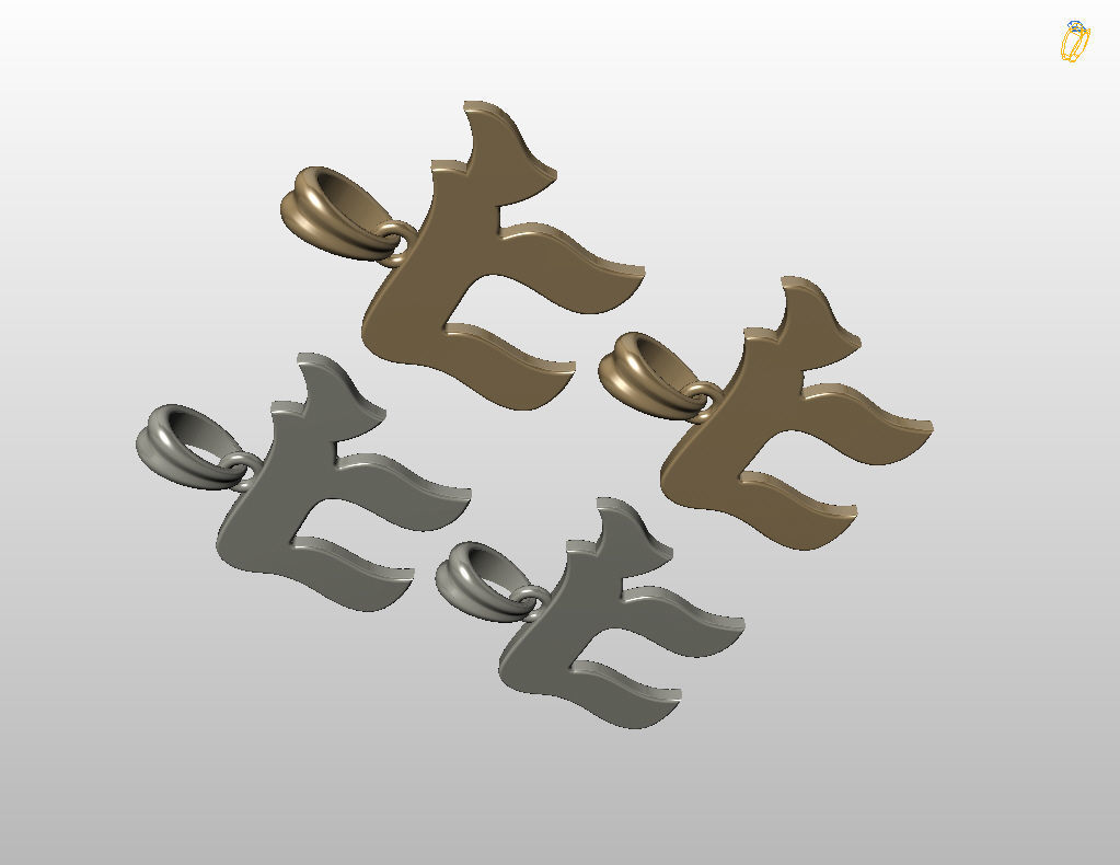 Hebrew Chai Pendant 3D print model_21