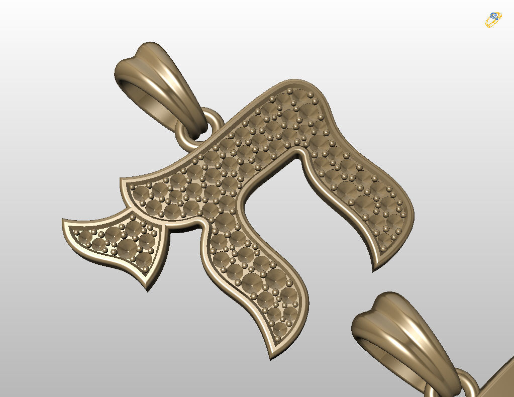 Hebrew Chai Pendant 3D print model_36