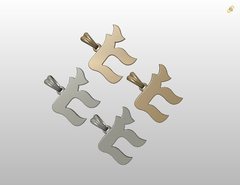 Hebrew Chai Pendant 3D print model_24