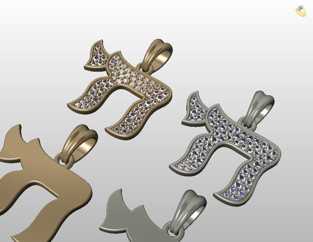 Hebrew Chai Pendant 3D print model_34