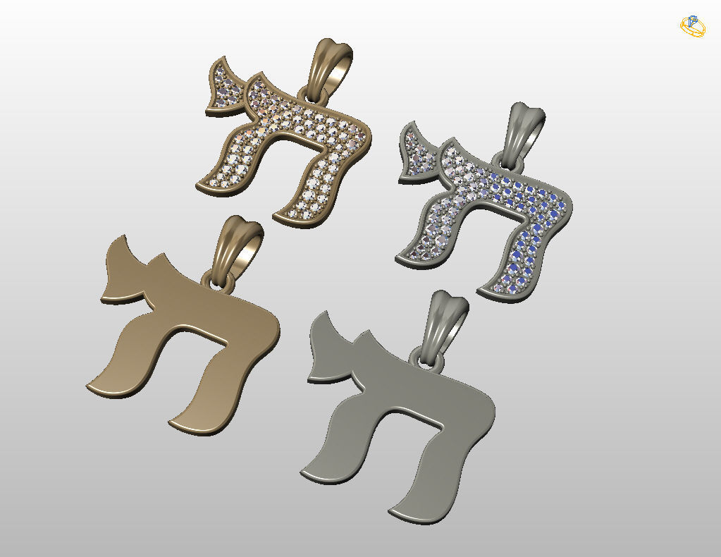 Hebrew Chai Pendant 3D print model_13