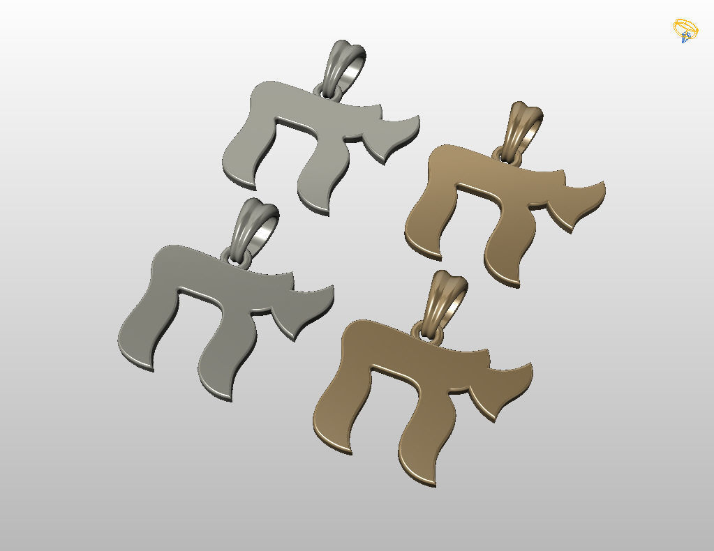 Hebrew Chai Pendant 3D print model_27