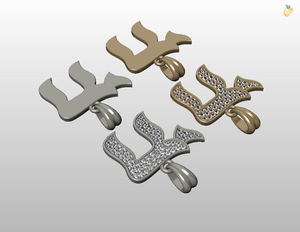 Hebrew Chai Pendant 3D print model_17