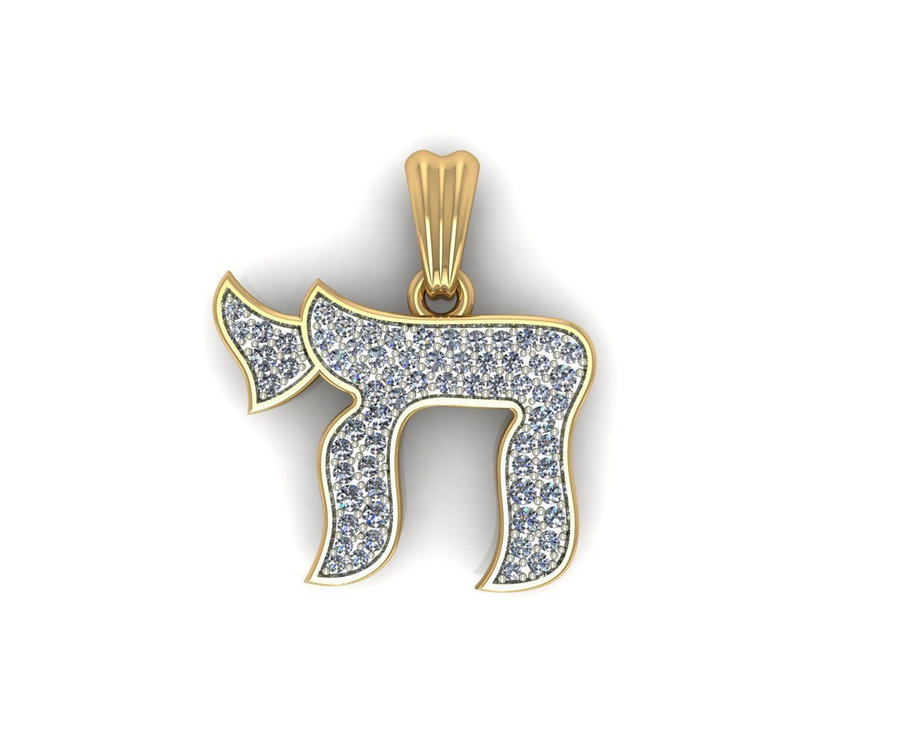 Hebrew Chai Pendant 3D print model_9