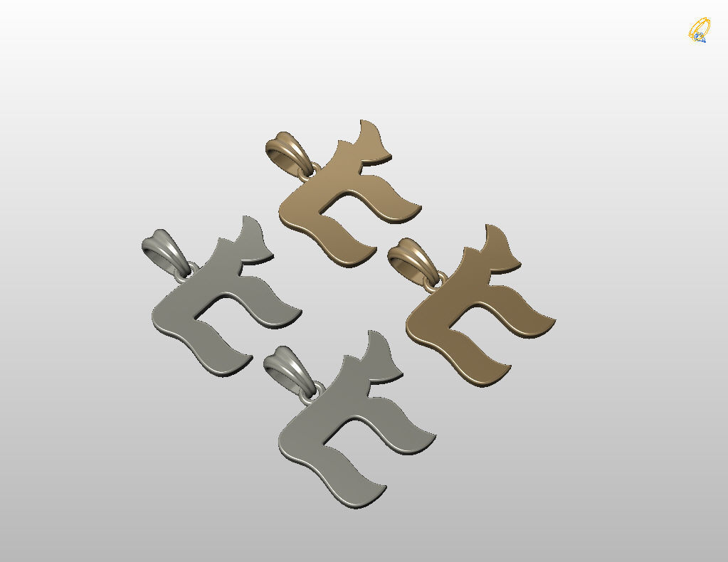 Hebrew Chai Pendant 3D print model_25