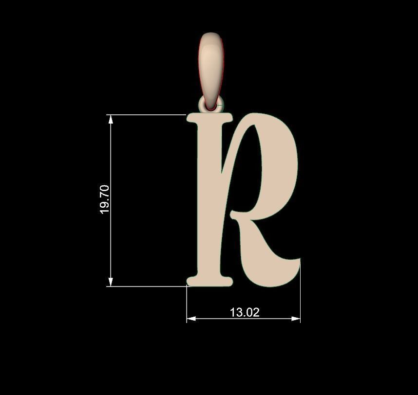 Initial Letters Pendant Funny Gang R 3D print model_4