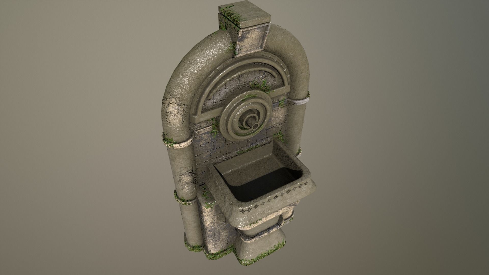 Ancient Wall Fountain Low-poly 3D model_7