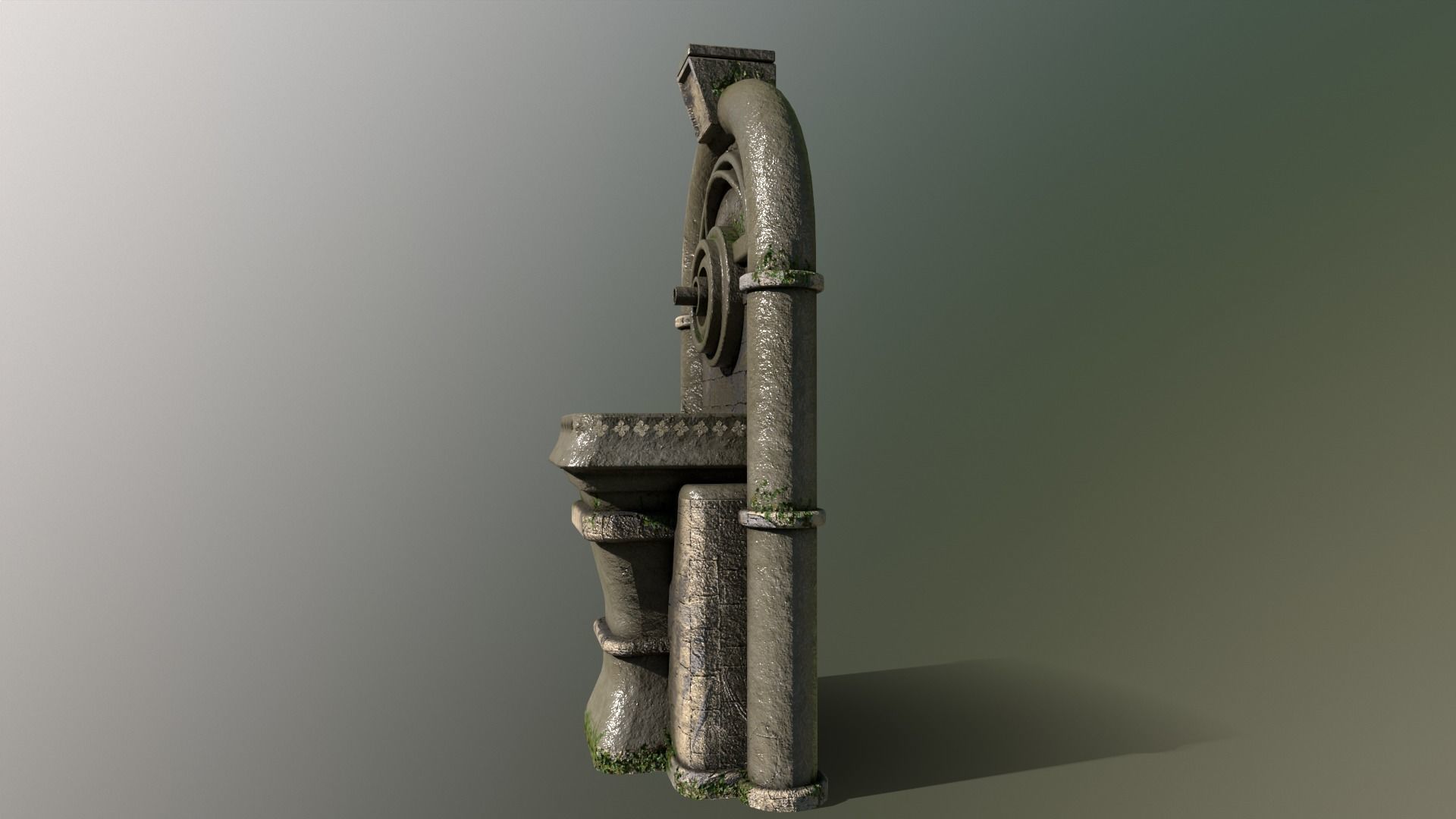 Ancient Wall Fountain Low-poly 3D model_4