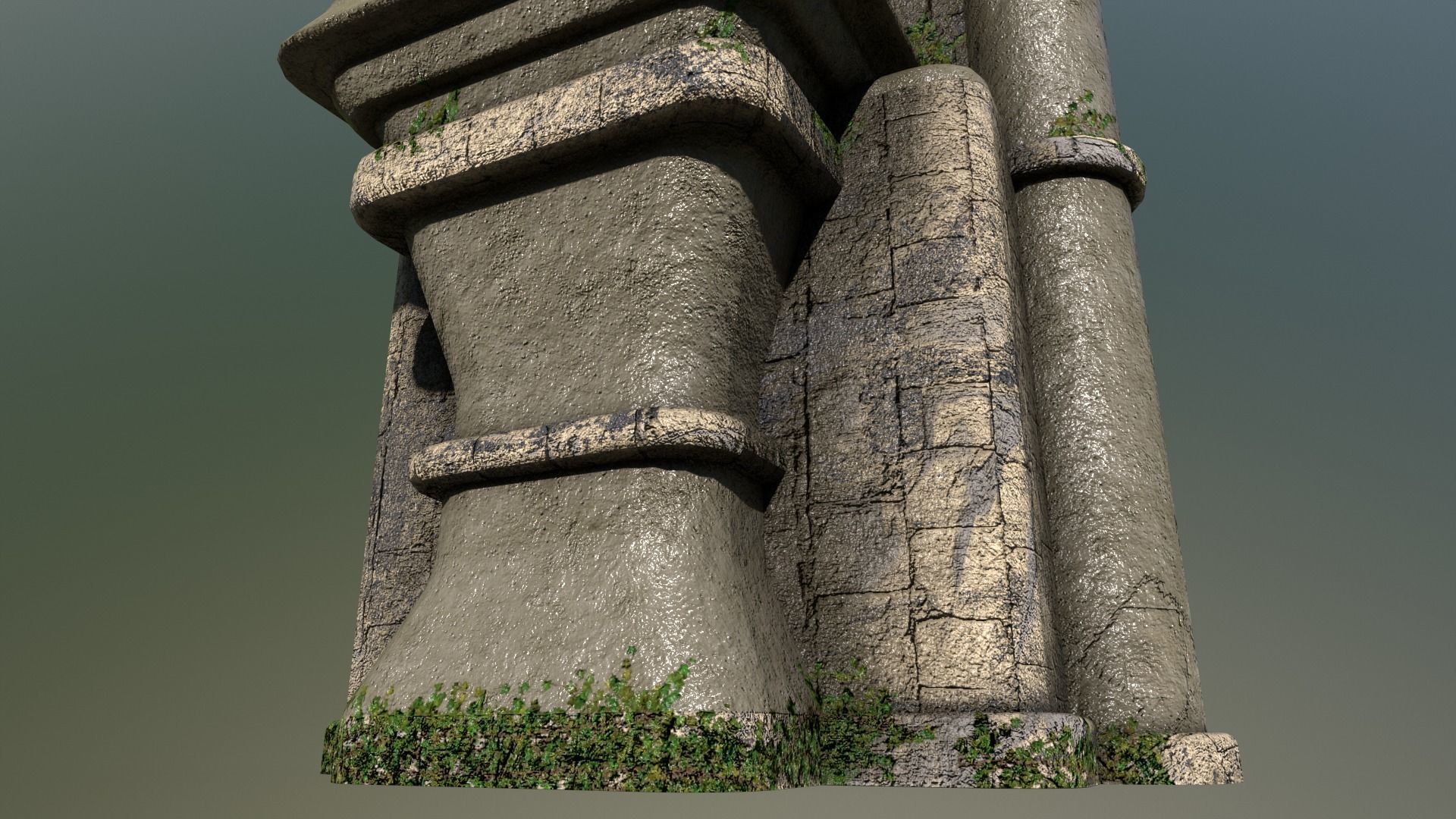 Ancient Wall Fountain Low-poly 3D model_12