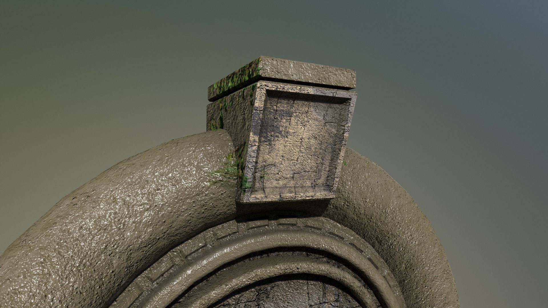 Ancient Wall Fountain Low-poly 3D model_9