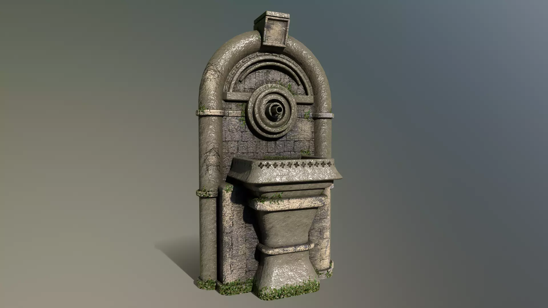 Ancient Wall Fountain Low-poly 3D model_0