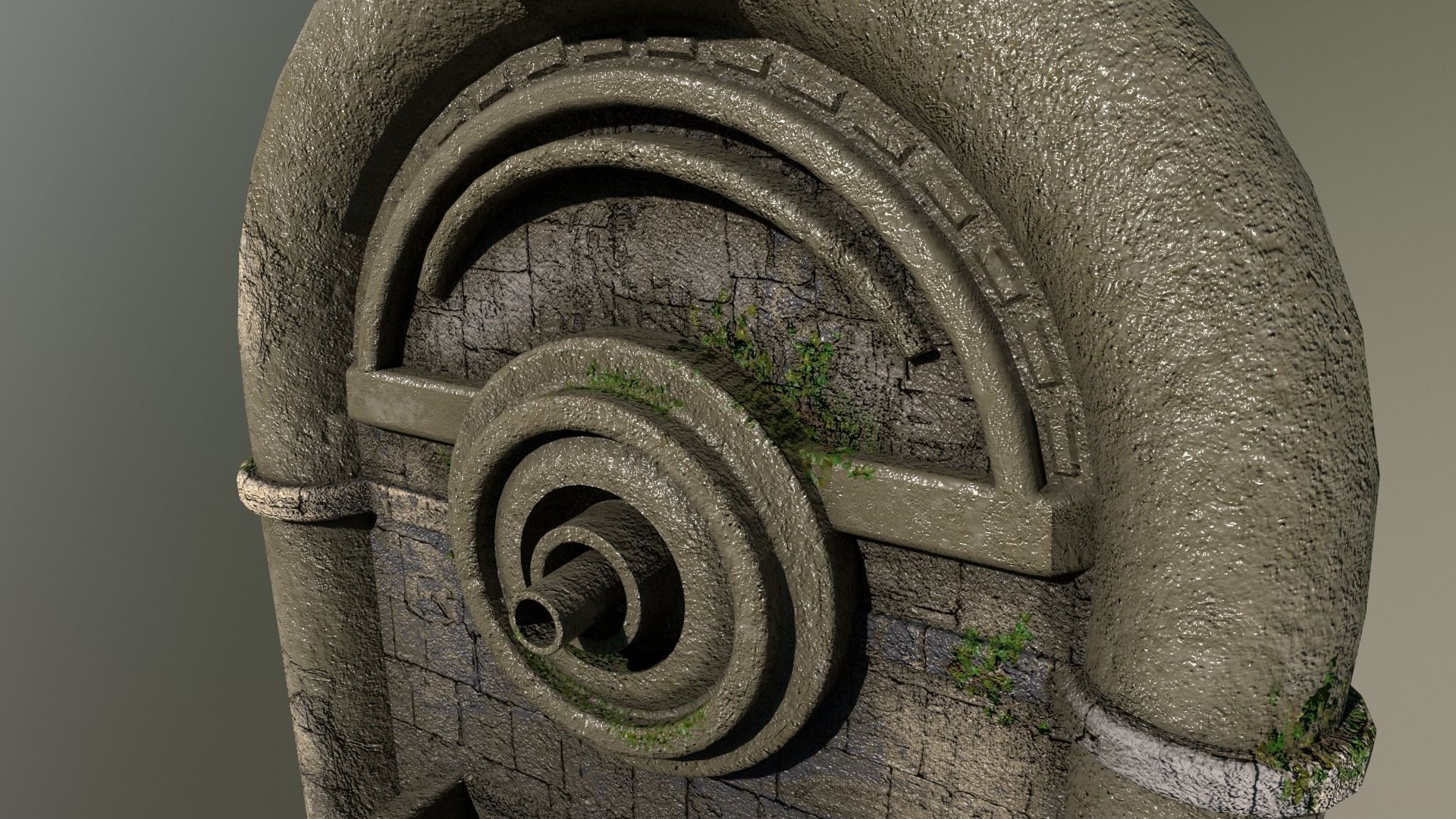 Ancient Wall Fountain Low-poly 3D model_10