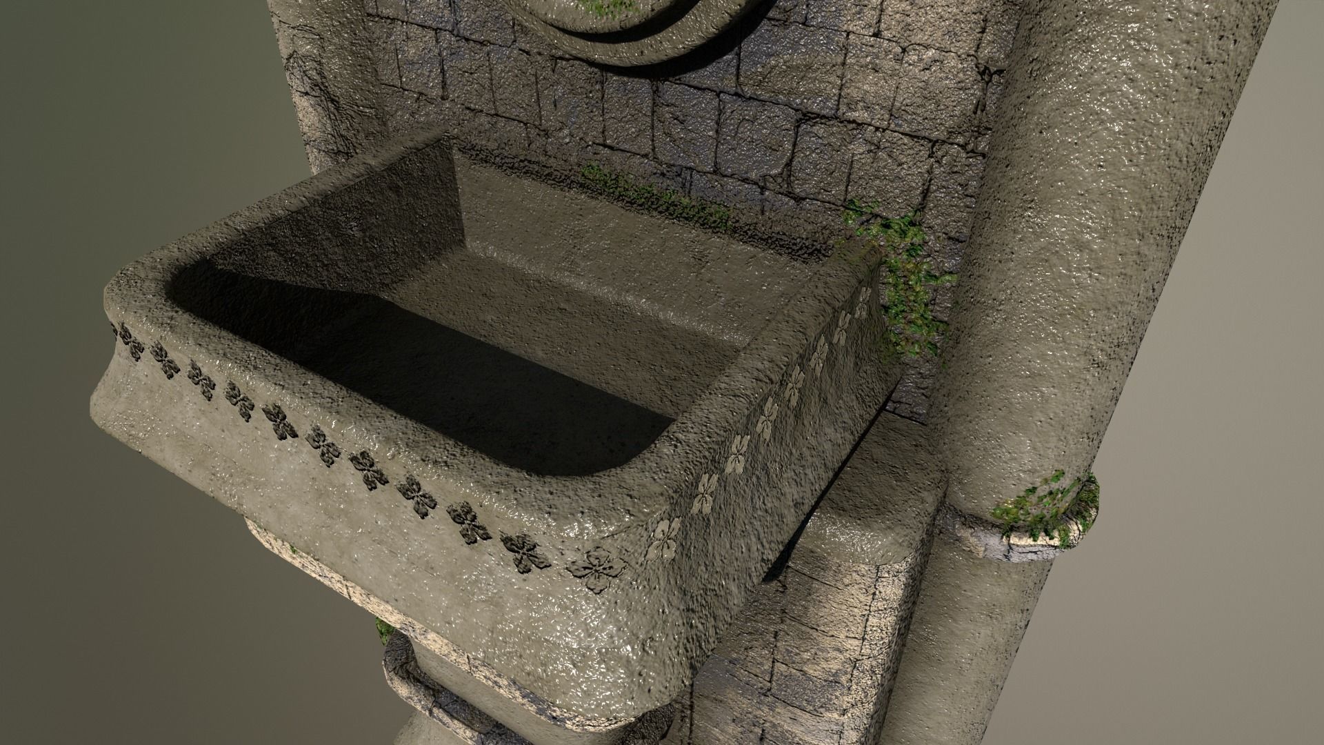 Ancient Wall Fountain Low-poly 3D model_11