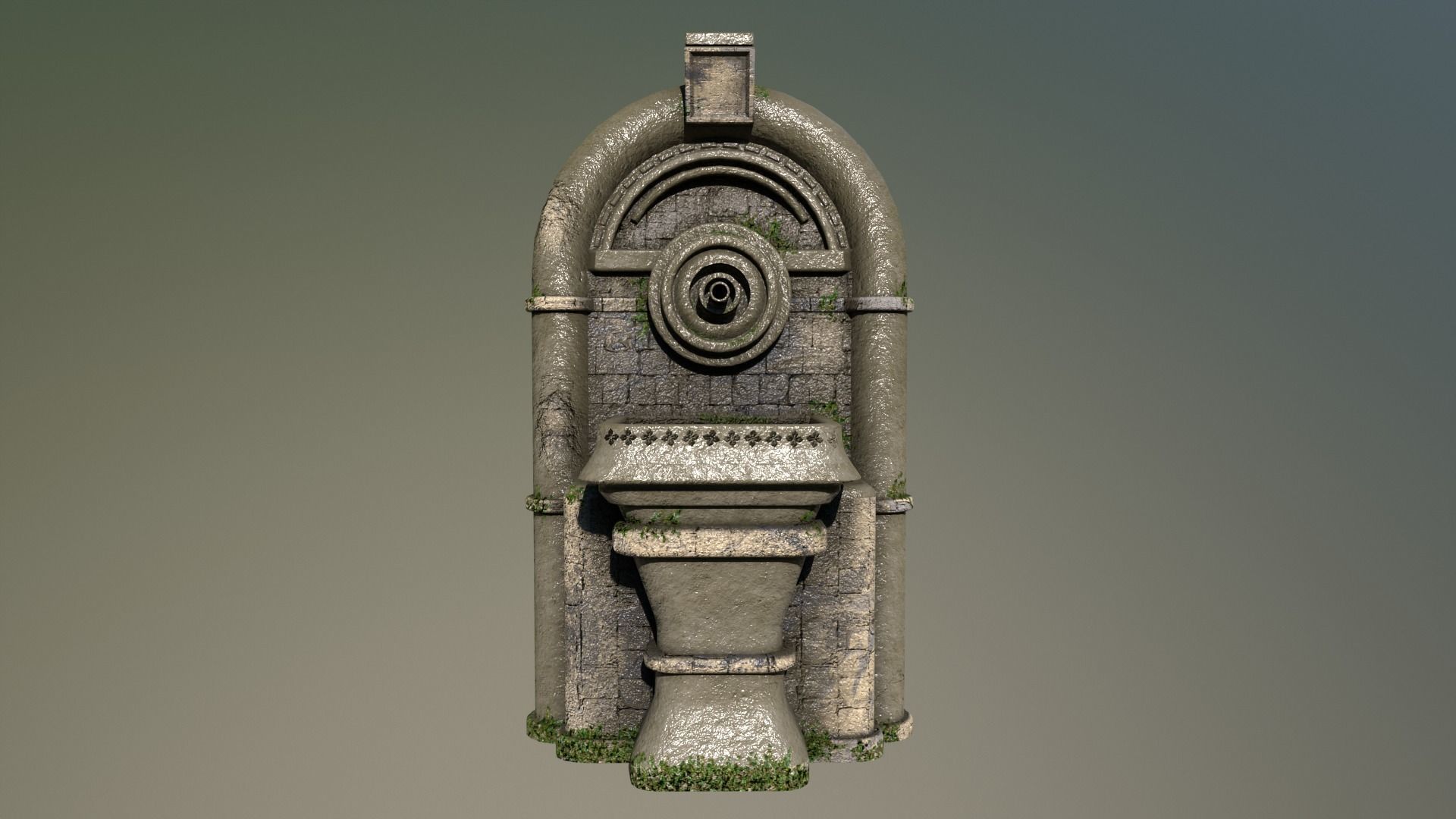 Ancient Wall Fountain Low-poly 3D model_2