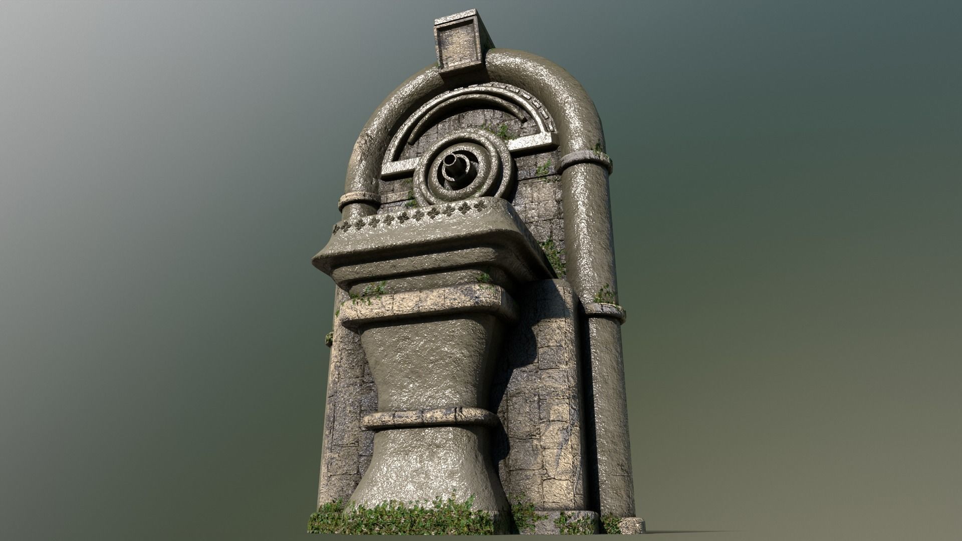 Ancient Wall Fountain Low-poly 3D model_8