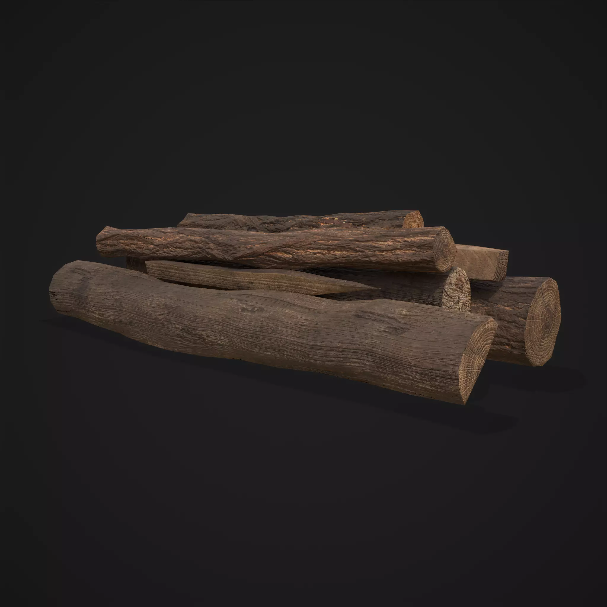 Wood Logs Pile Low-poly 3D model_0