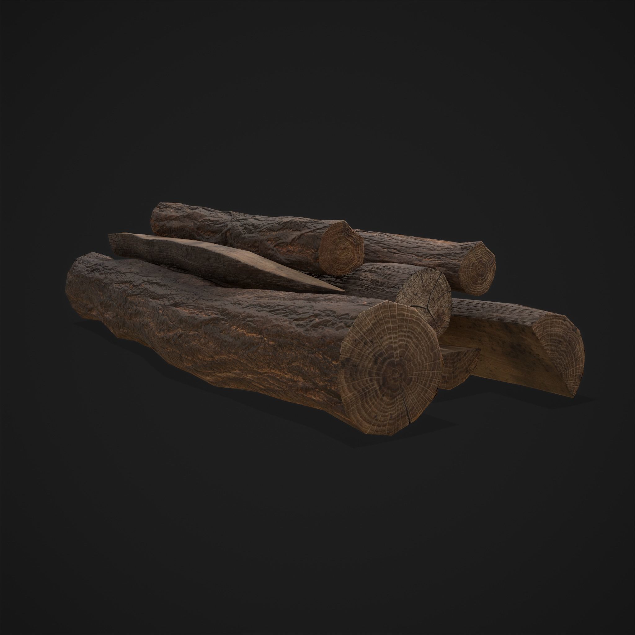 Wood Logs Pile Low-poly 3D model_26