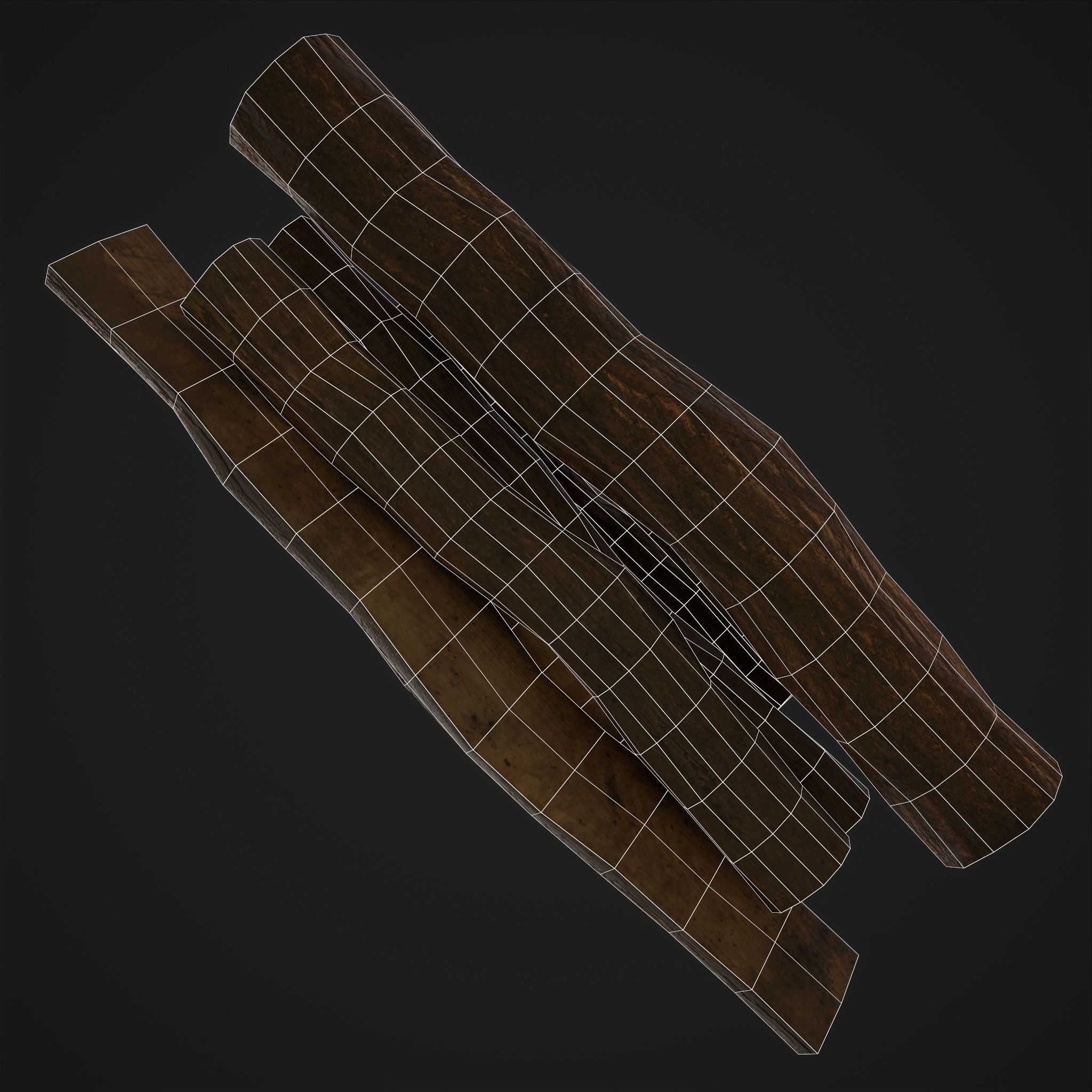 Wood Logs Pile Low-poly 3D model_4
