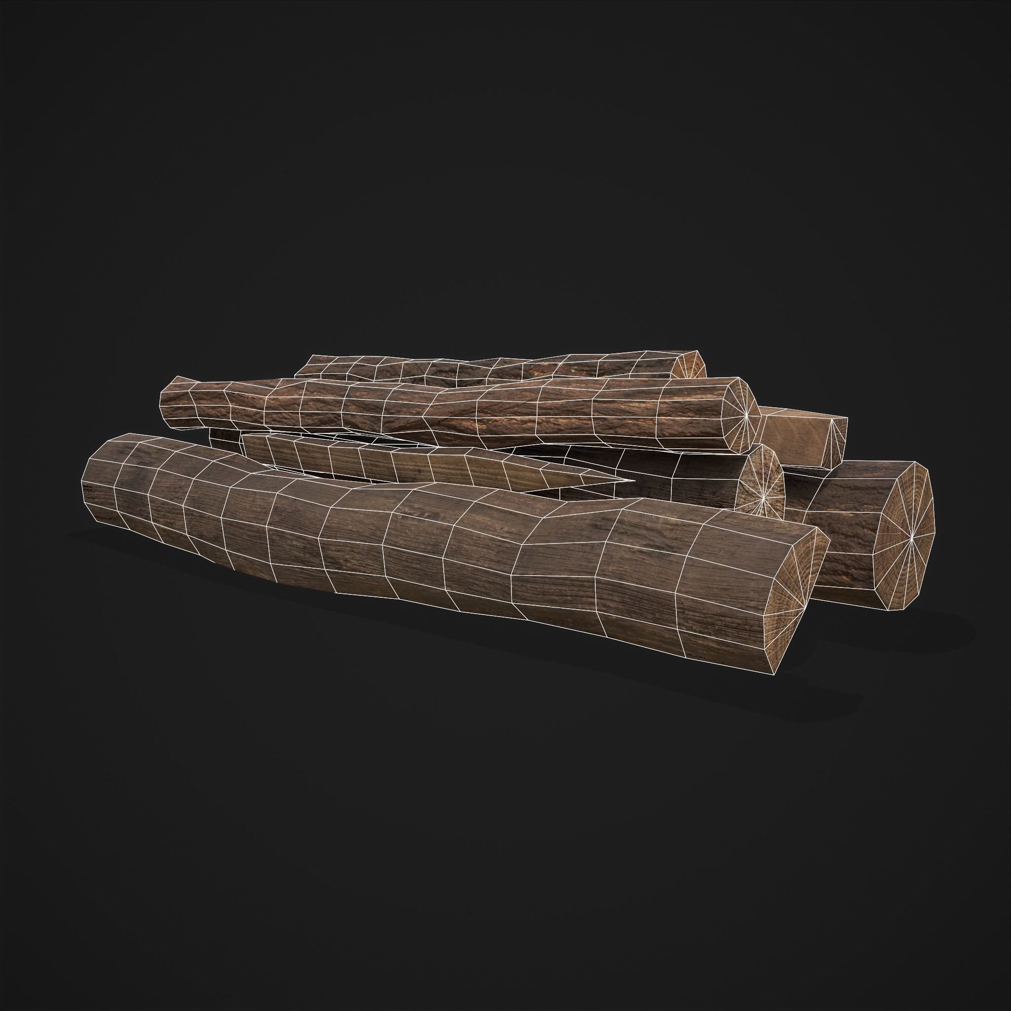 Wood Logs Pile Low-poly 3D model_12