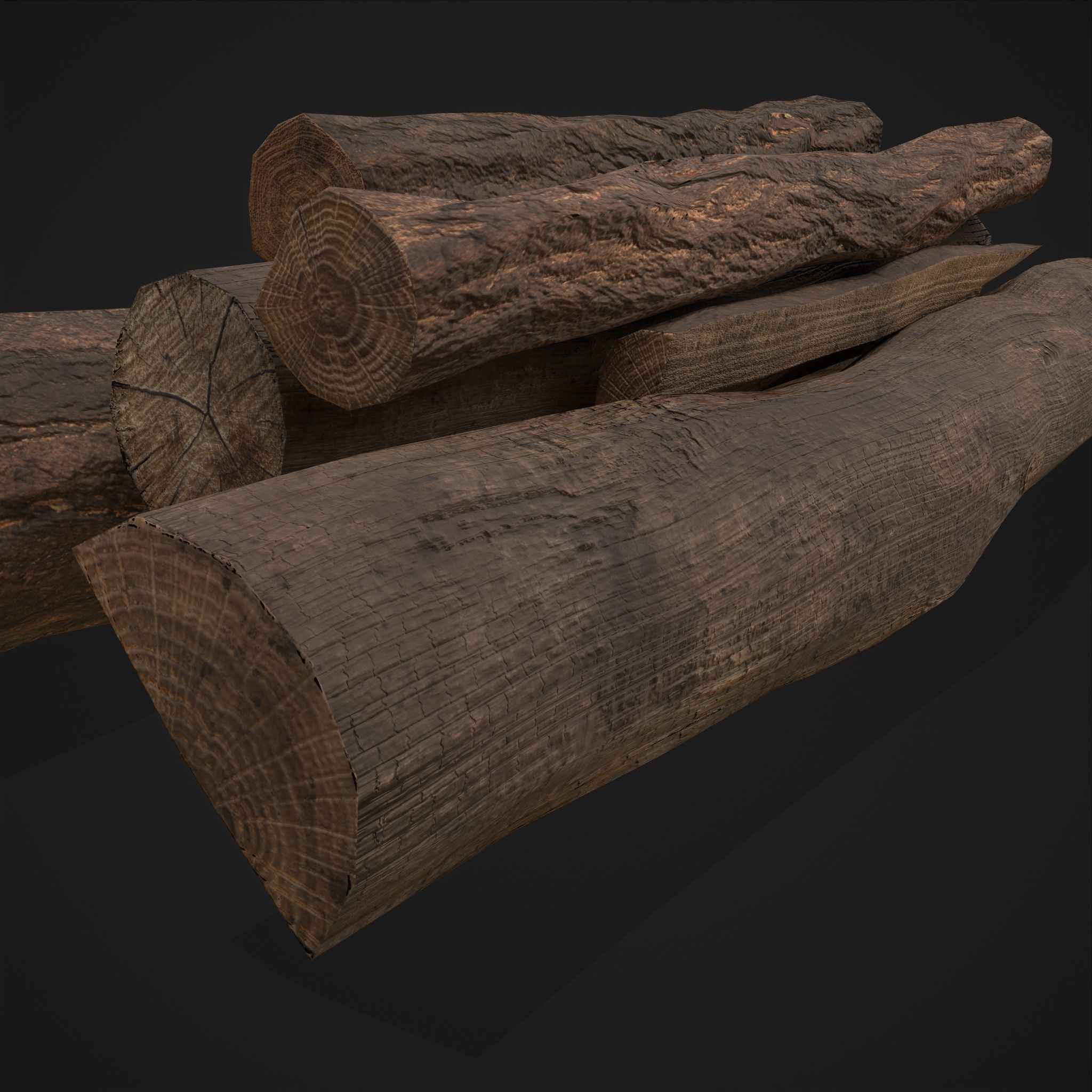 Wood Logs Pile Low-poly 3D model_14