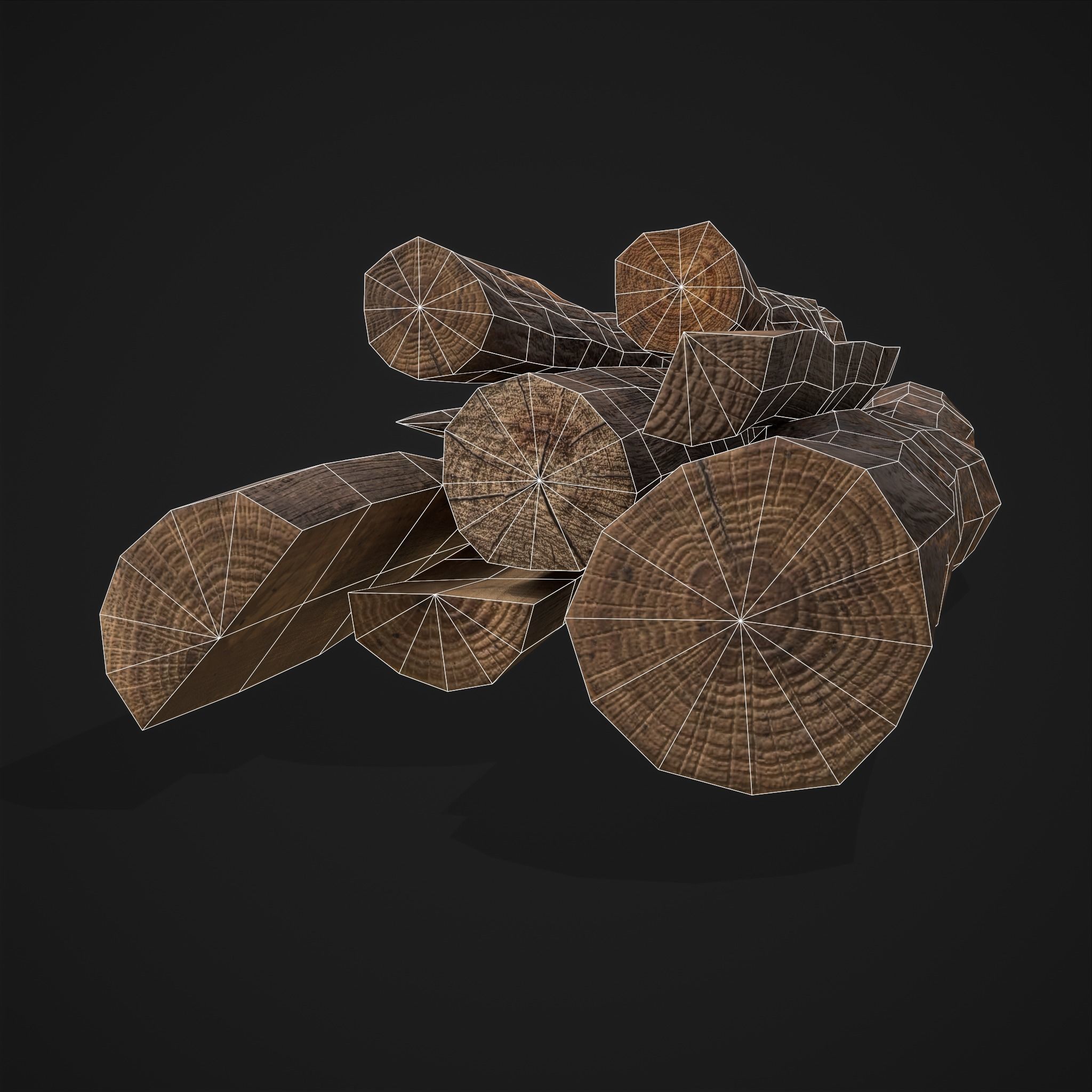 Wood Logs Pile Low-poly 3D model_22