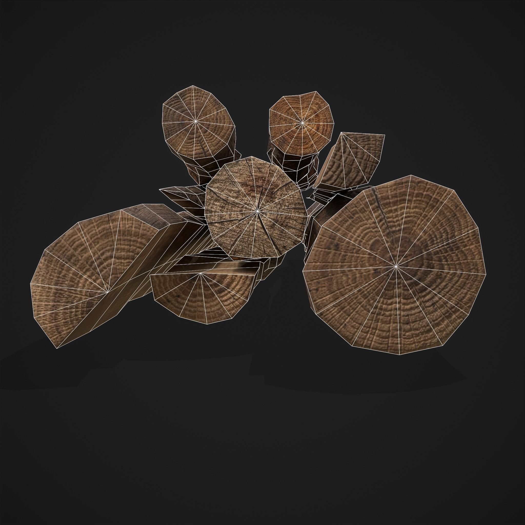 Wood Logs Pile Low-poly 3D model_10