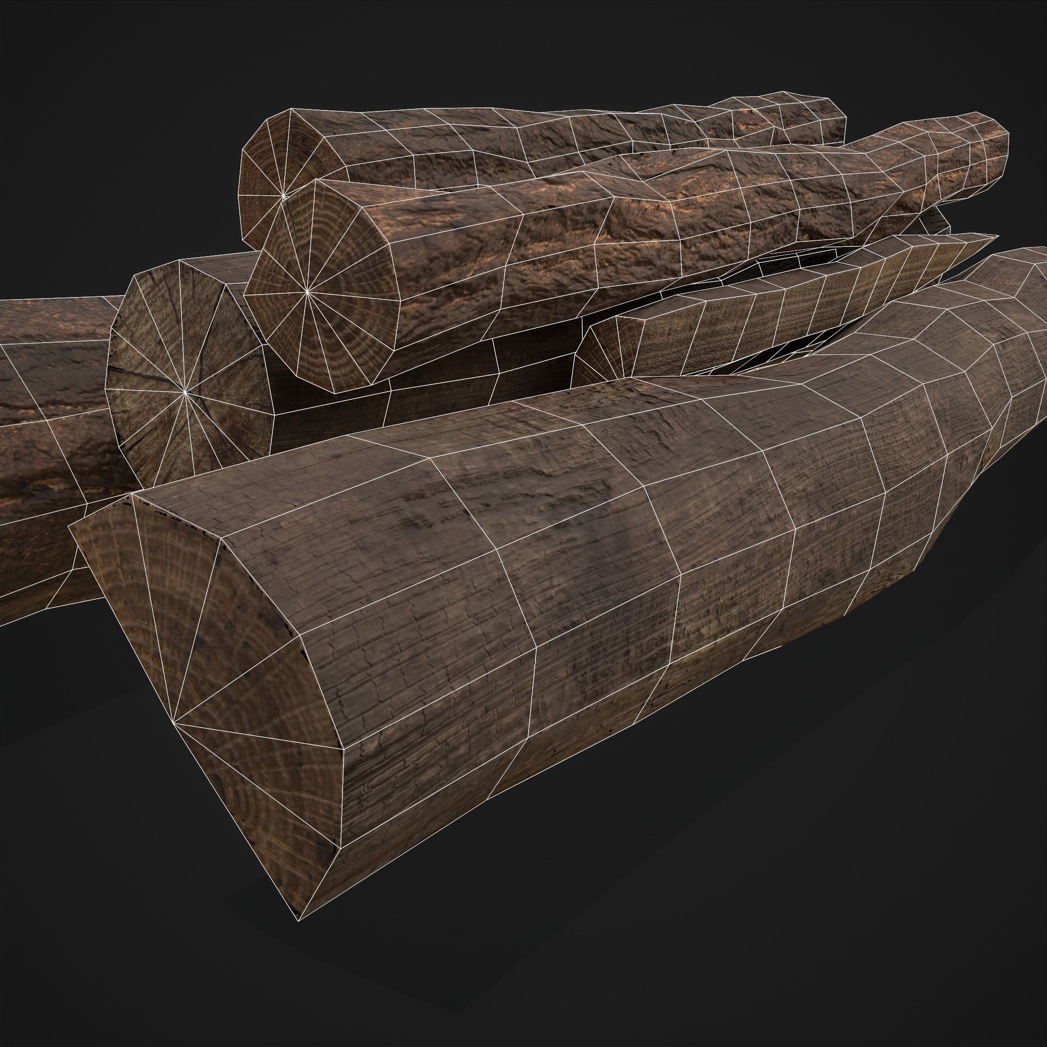 Wood Logs Pile Low-poly 3D model_15