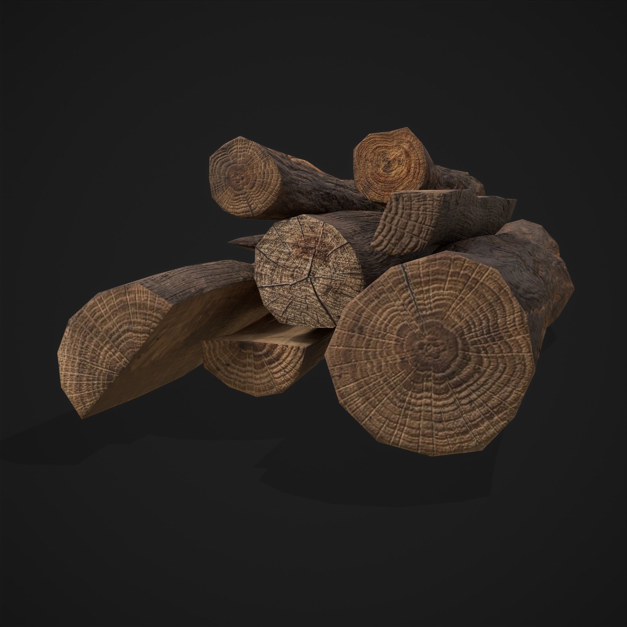 Wood Logs Pile Low-poly 3D model_20