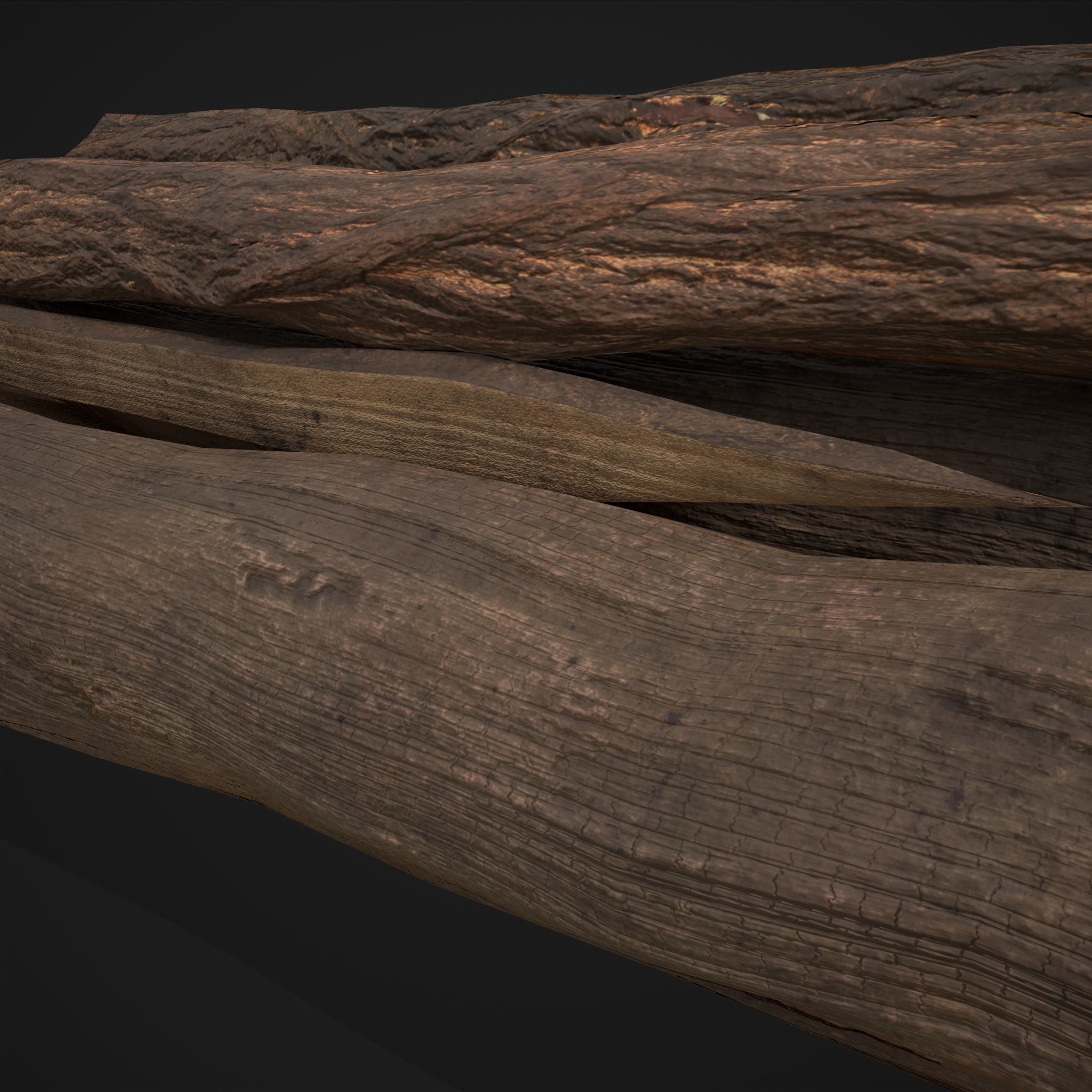 Wood Logs Pile Low-poly 3D model_16