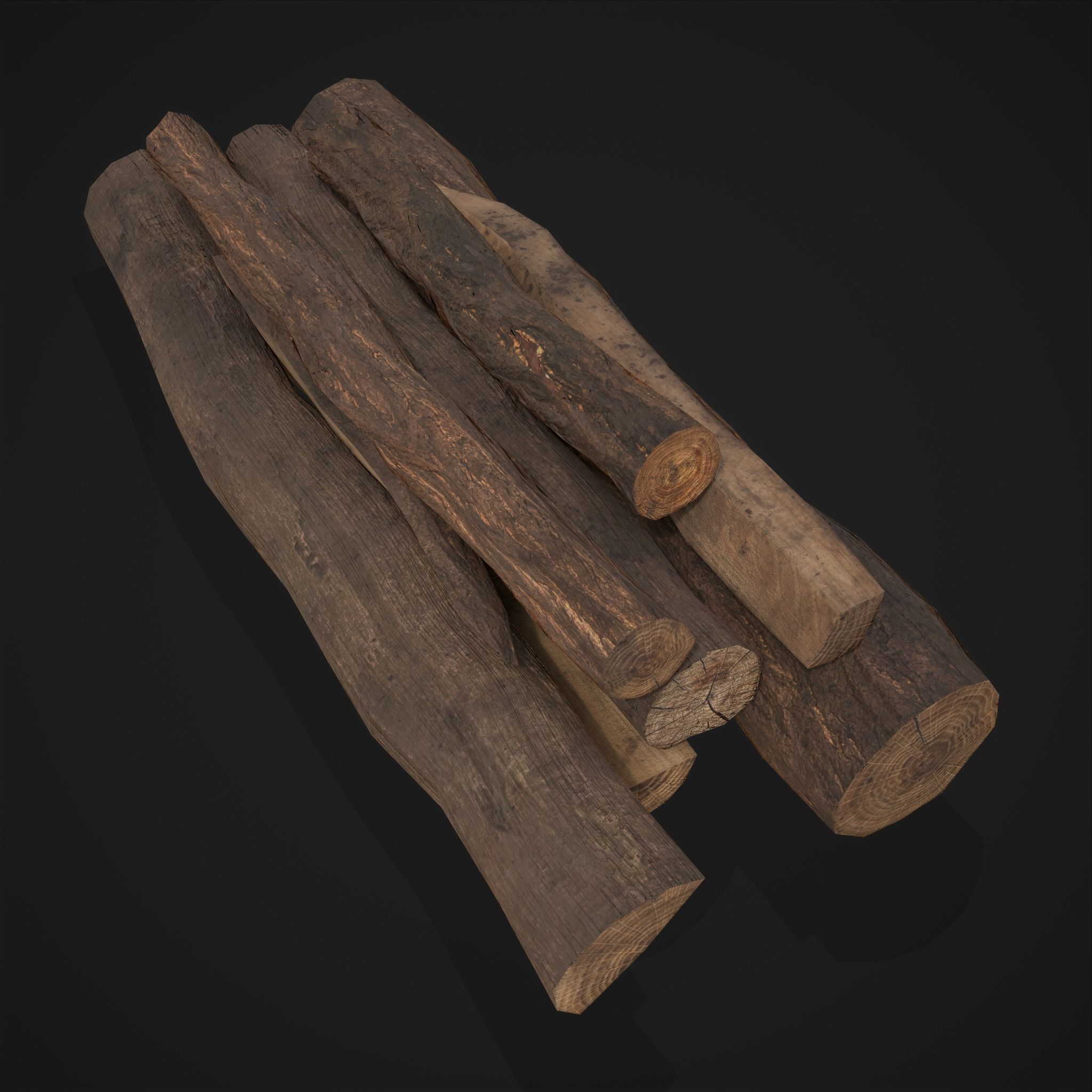 Wood Logs Pile Low-poly 3D model_5
