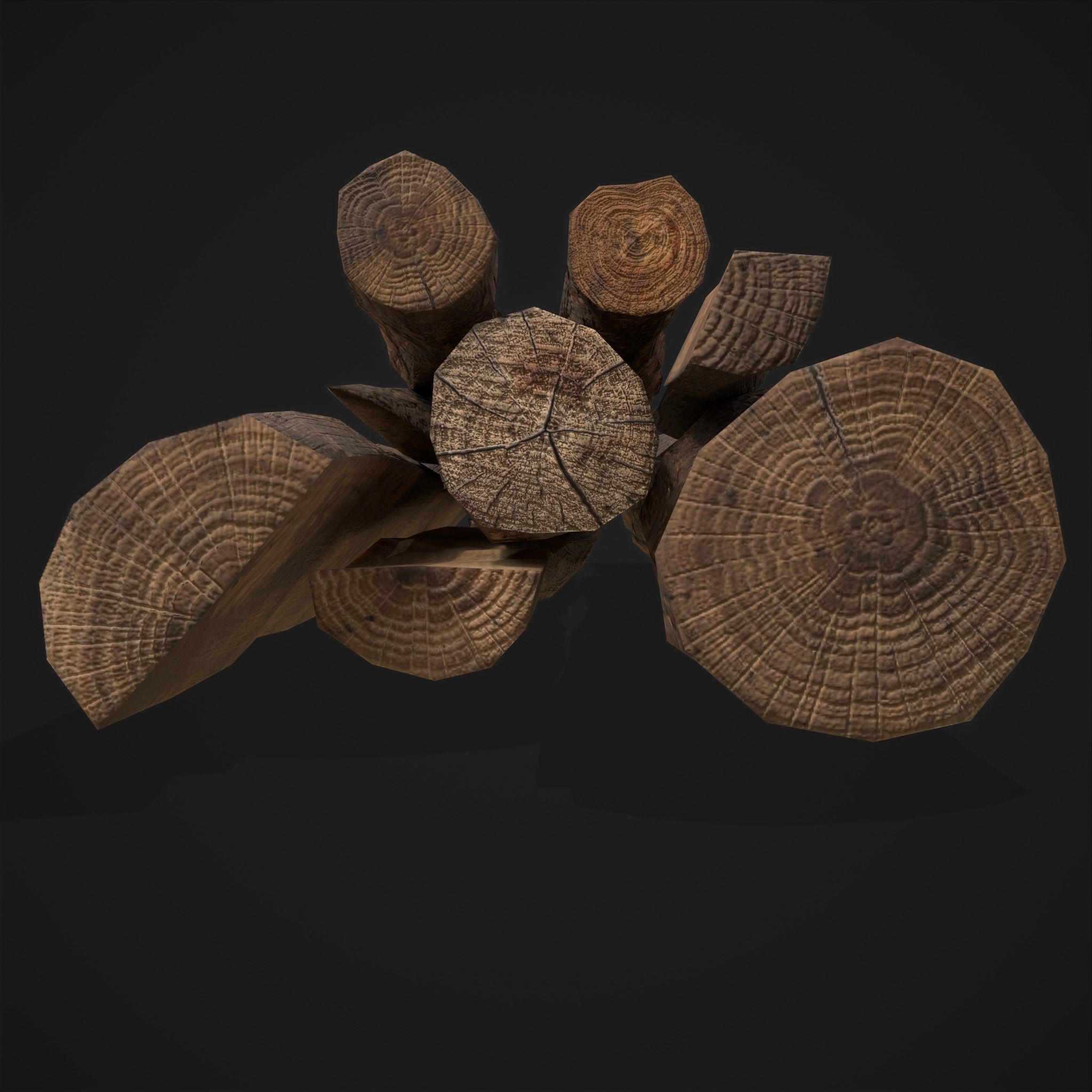 Wood Logs Pile Low-poly 3D model_7