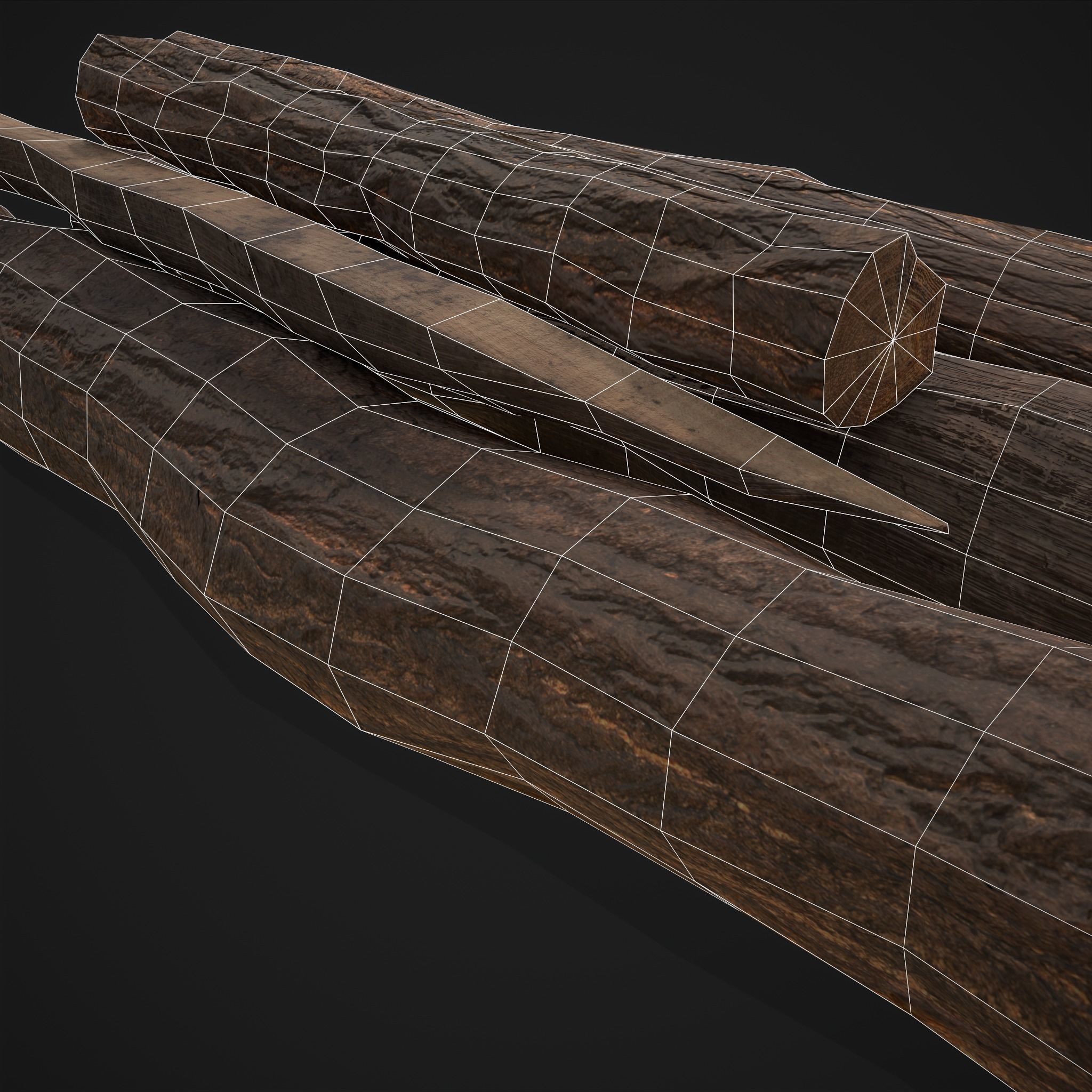 Wood Logs Pile Low-poly 3D model_13