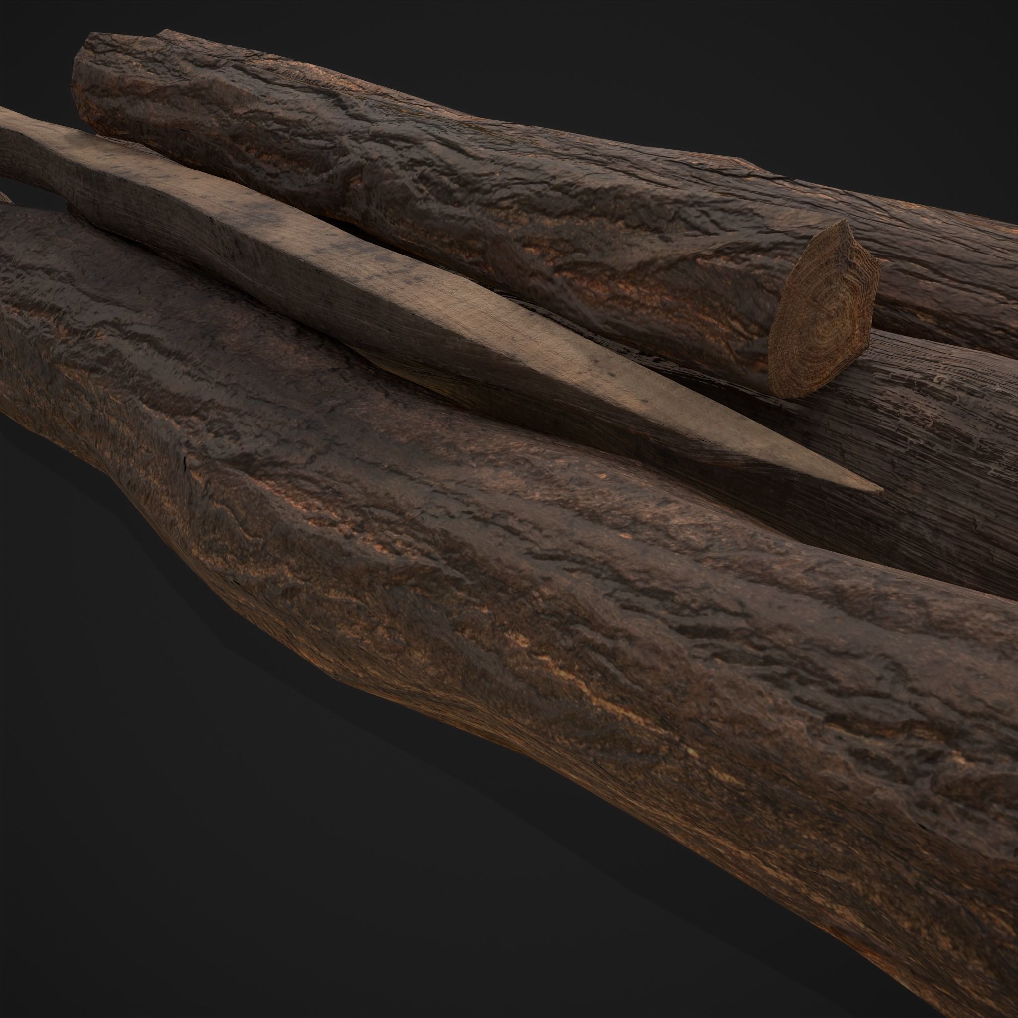 Wood Logs Pile Low-poly 3D model_11