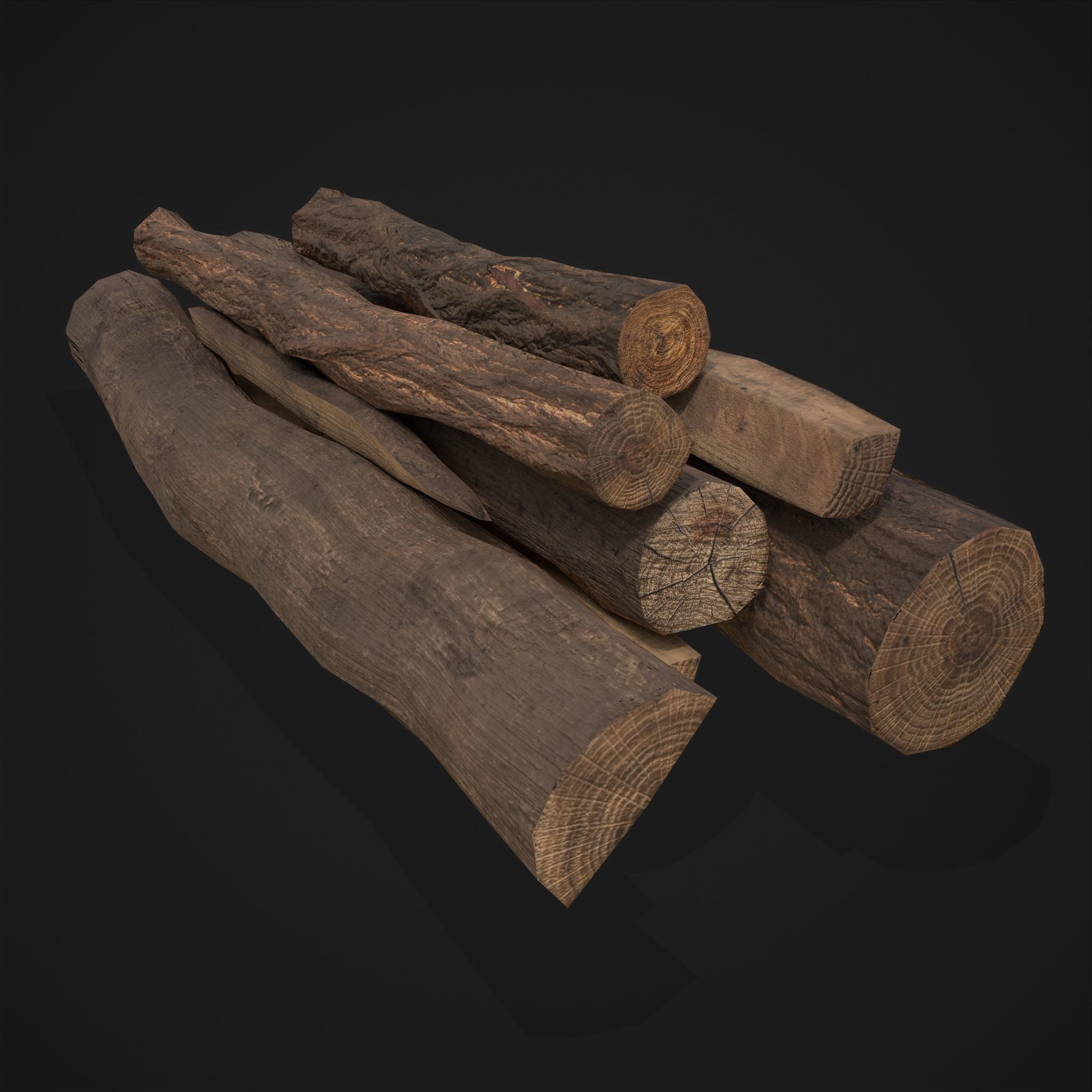 Wood Logs Pile Low-poly 3D model_18