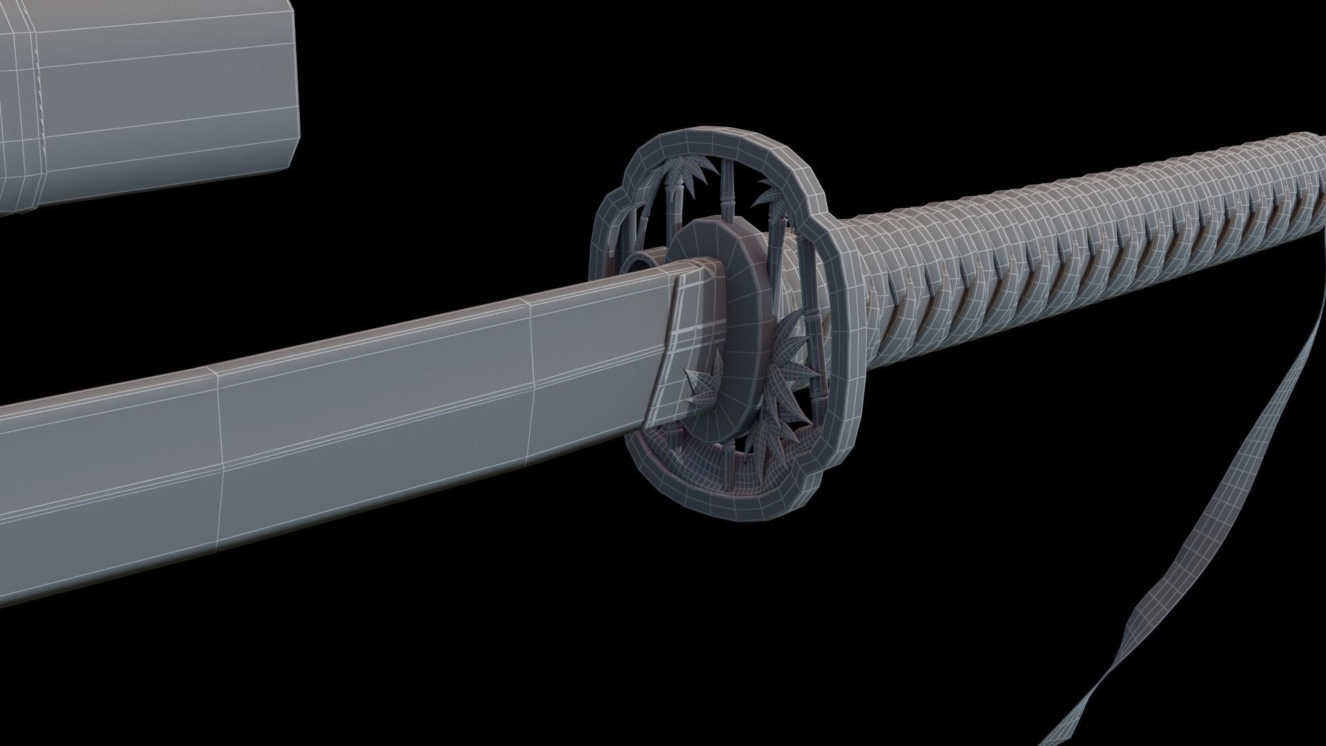 Katana Samurai Sword Low-poly 3D model_12