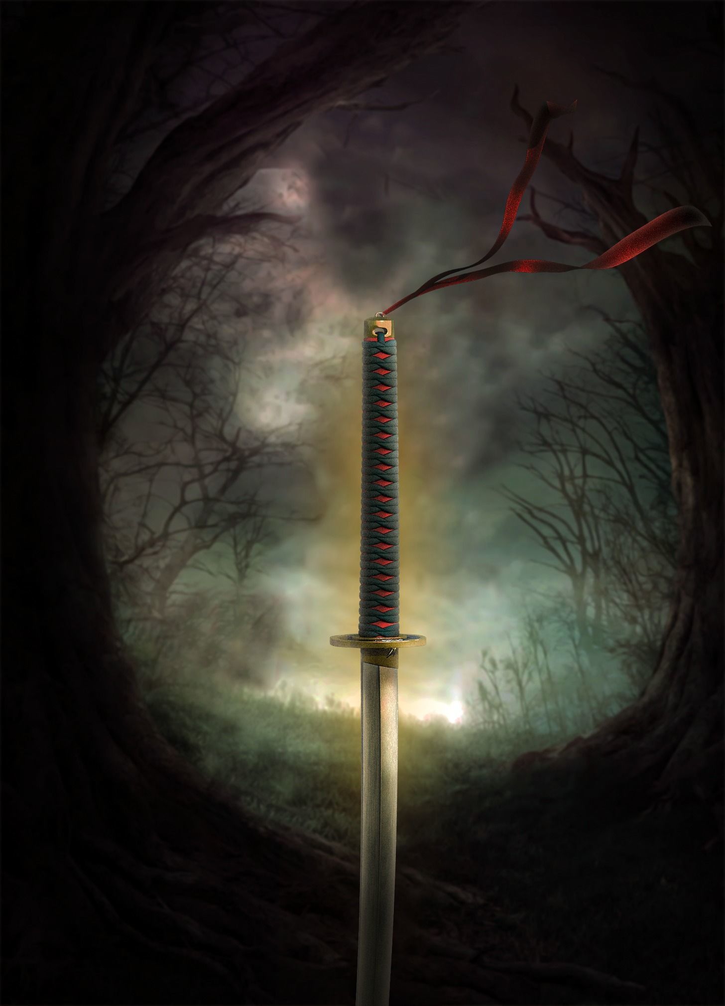 Katana Samurai Sword Low-poly 3D model_16