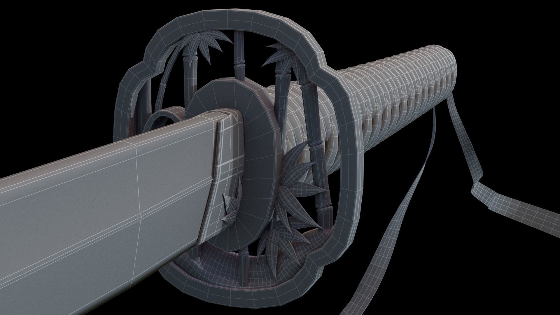 Katana Samurai Sword Low-poly 3D model_15