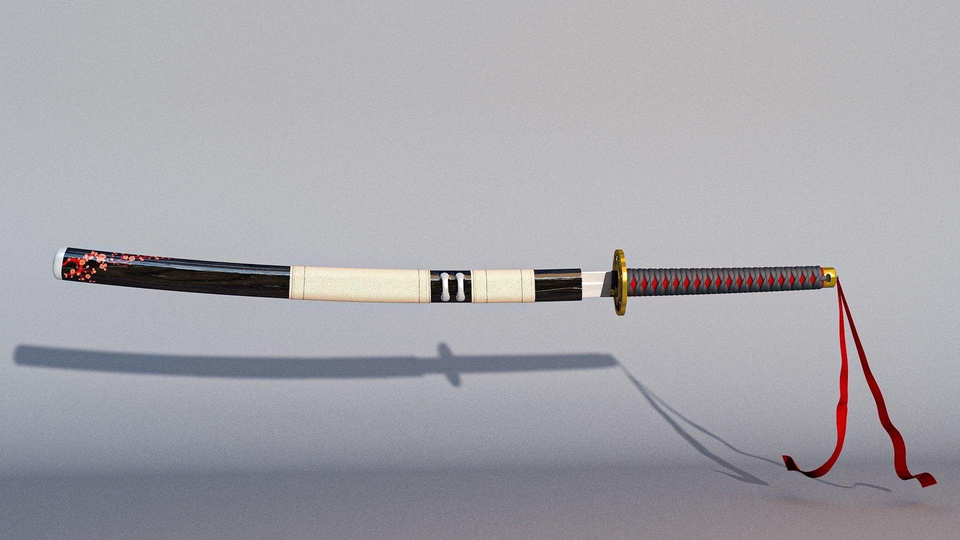 Katana Samurai Sword Low-poly 3D model_4