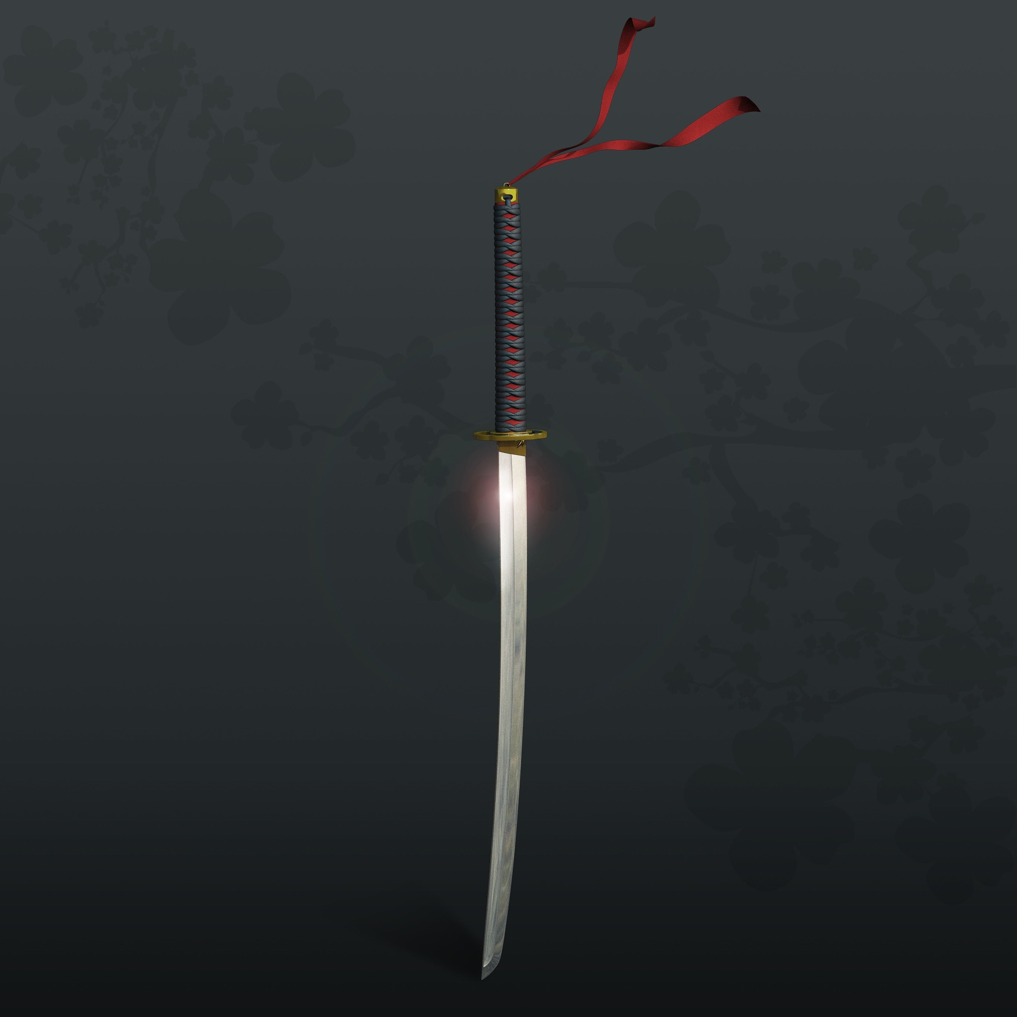 Katana Samurai Sword Low-poly 3D model_1