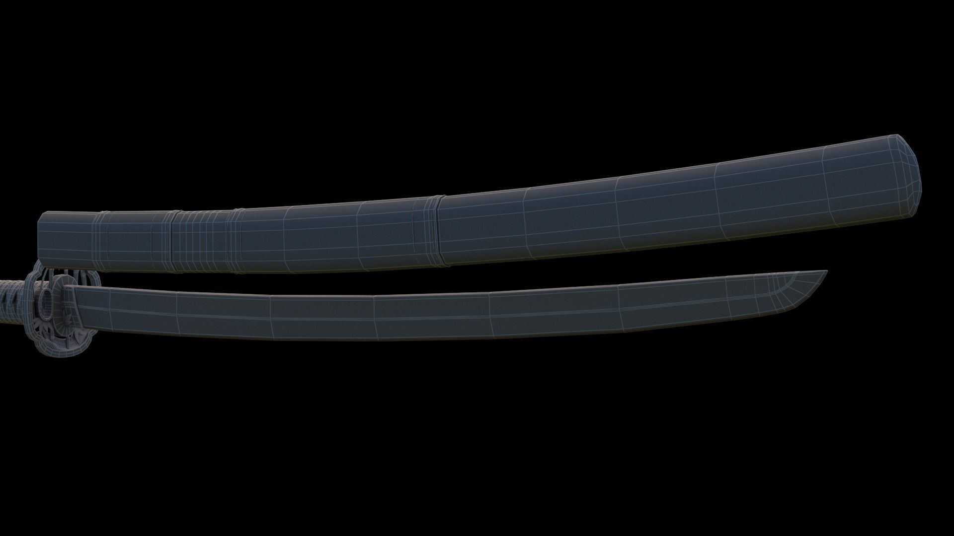 Katana Samurai Sword Low-poly 3D model_11