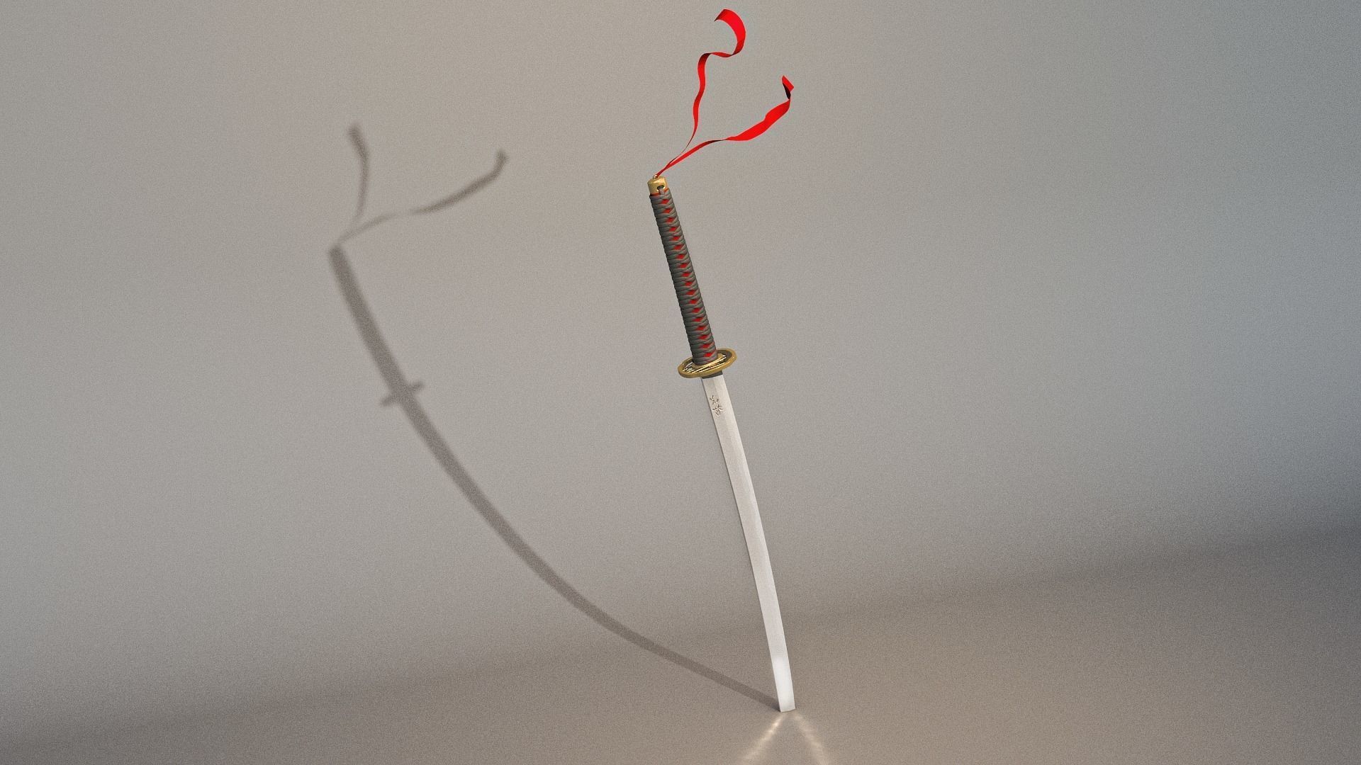 Katana Samurai Sword Low-poly 3D model_8