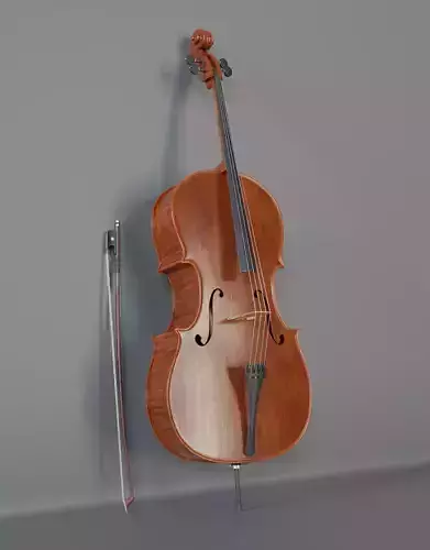 Cello with Bow 3D model