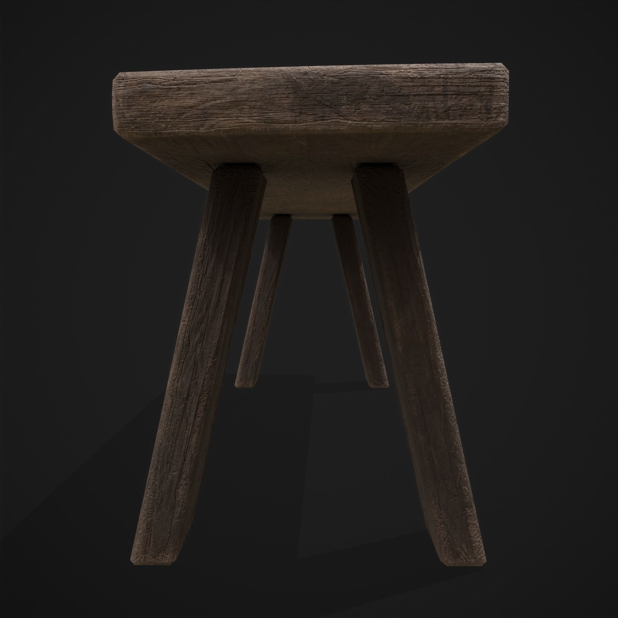 Table Bench Low-poly 3D model_5