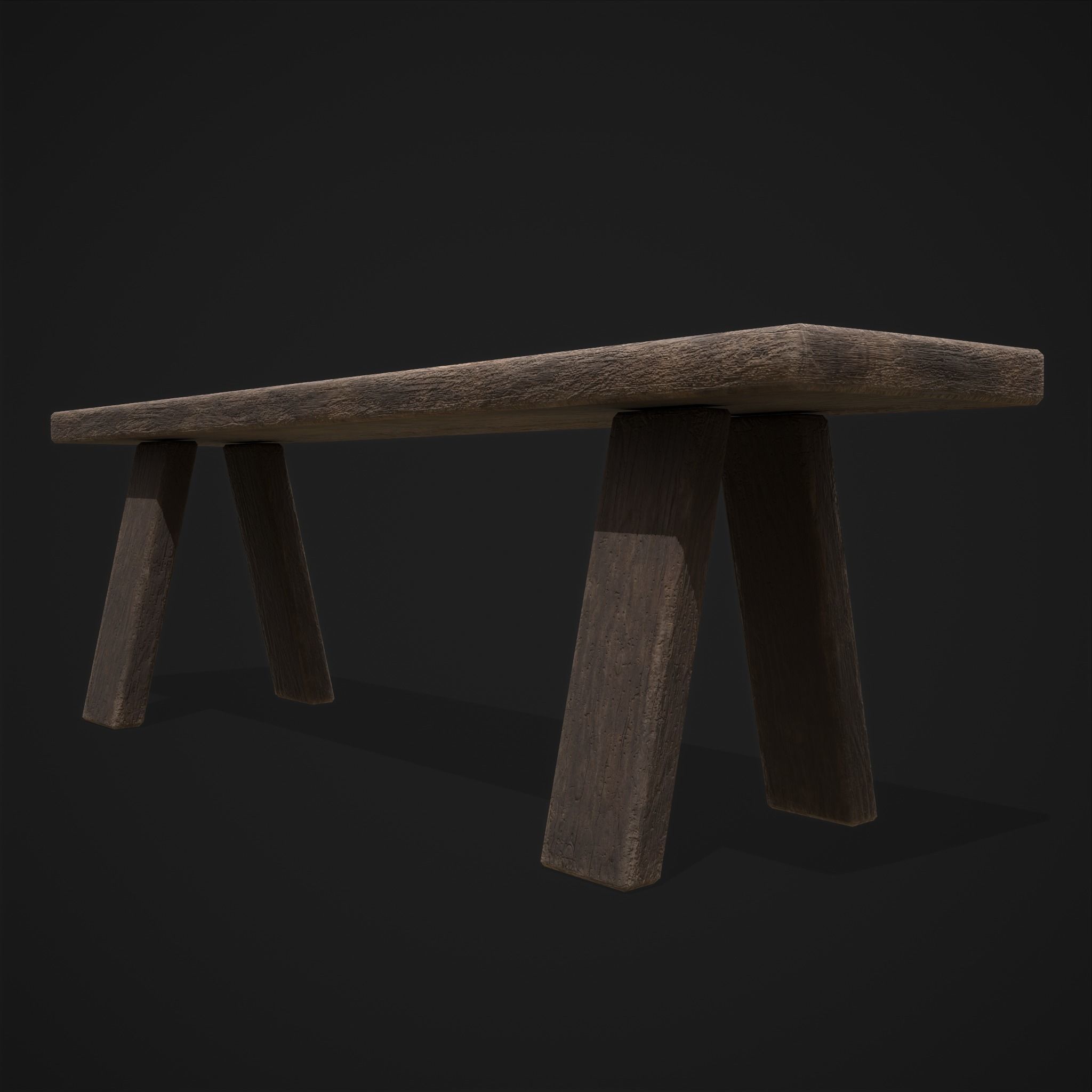Table Bench Low-poly 3D model_21