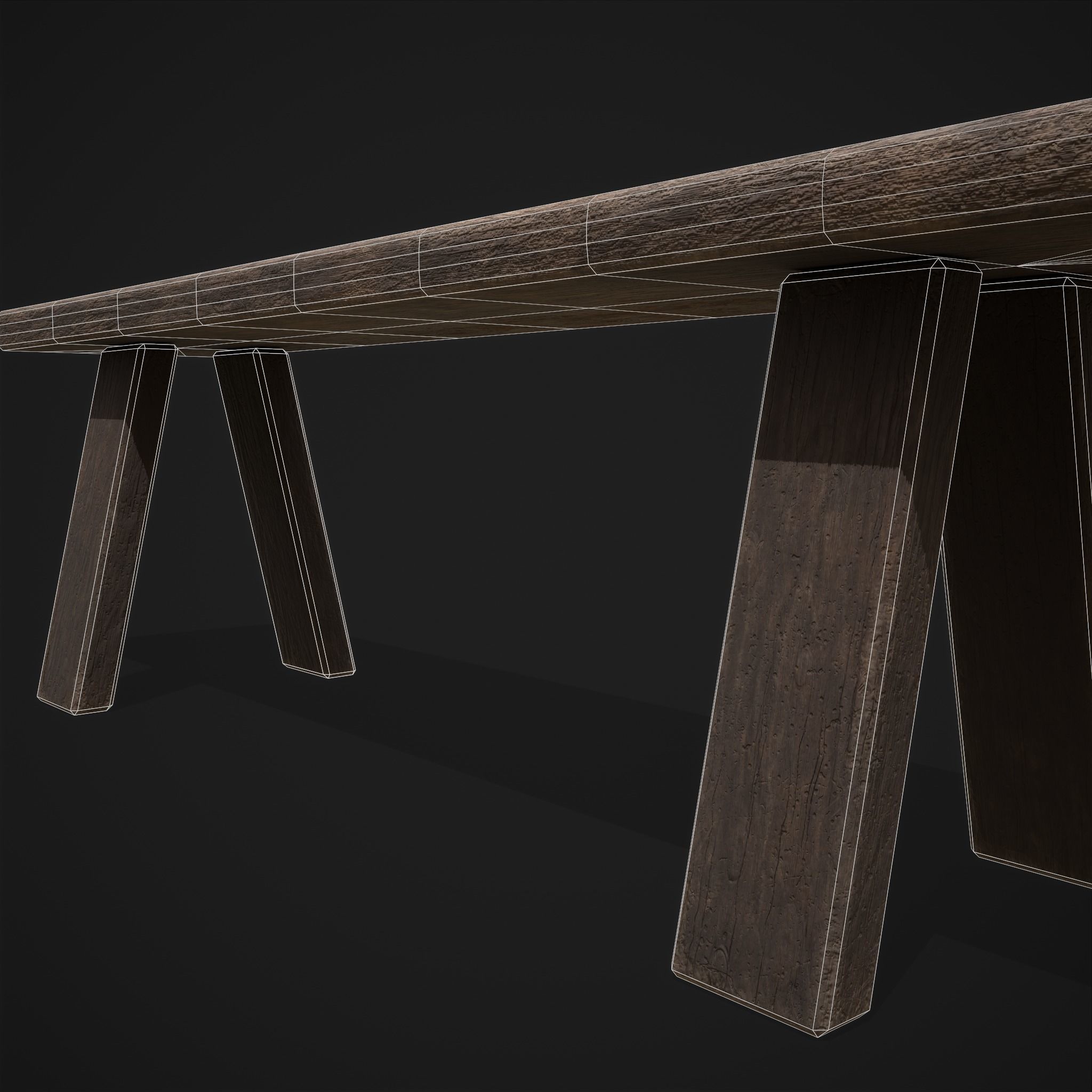 Table Bench Low-poly 3D model_10