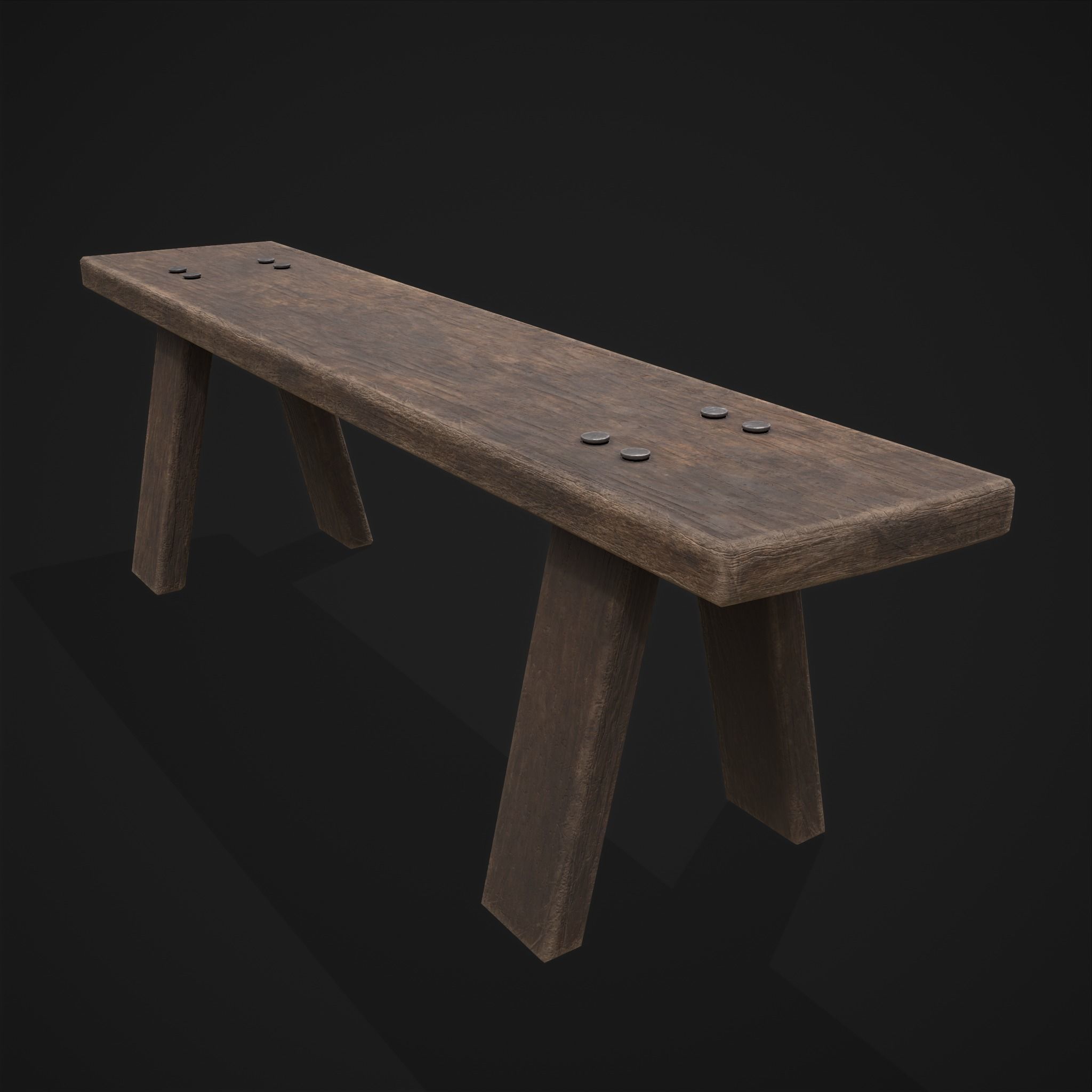 Table Bench Low-poly 3D model_3